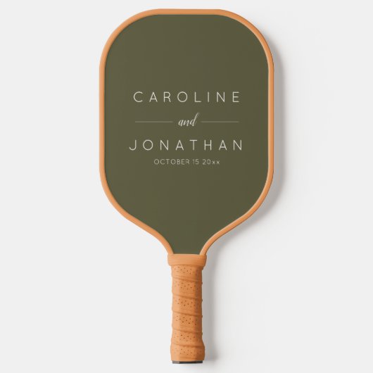 Moderne minimalistische benutzerdefinierte Hochzei Pickleball Schläger (Vorderseite)