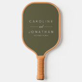 Moderne minimalistische benutzerdefinierte Hochzei Pickleball Schläger (Rückseite)
