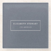 Moderne Minimalistische Berufliche Blue Linen Ivor Glasuntersetzer (Vorderseite)