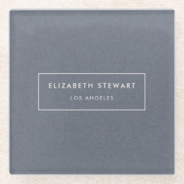 Moderne Minimalistische Berufliche Blue Linen Ivor Glasuntersetzer