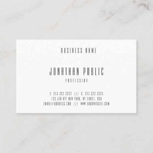 Moderne Minimalistische Berufliche Elegant-Vorlage Visitenkarte (Vorderseite)