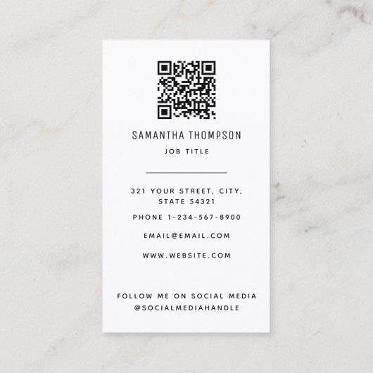 Moderne Minimalistische Berufliche Fotografie Visitenkarte (Rückseite)