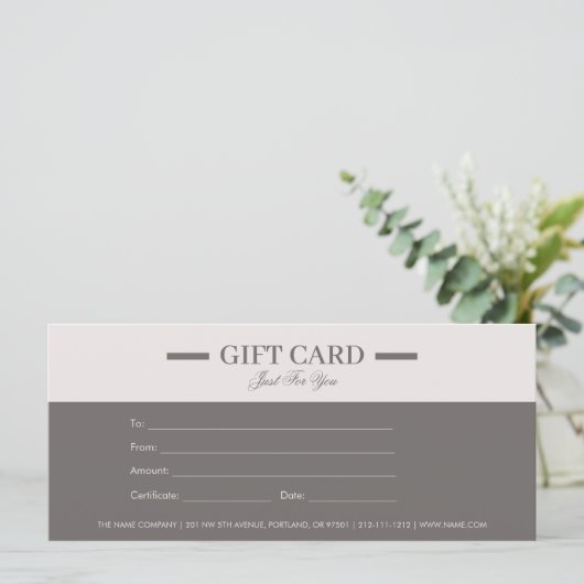 Moderne Minimalistische Berufliche Geschenkgutsche (Stehend Vorderseite)