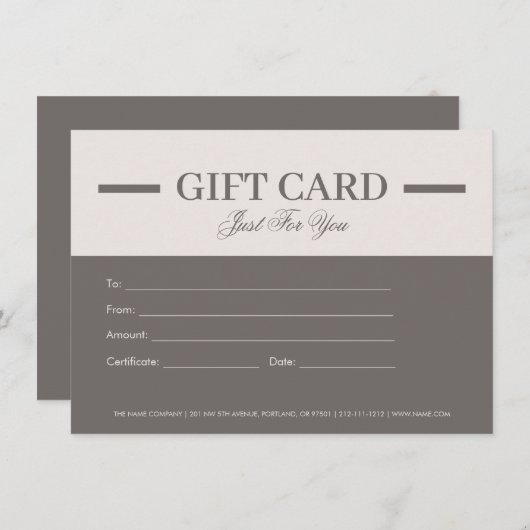 Moderne Minimalistische Berufliche Geschenkgutsche (Vorne/Hinten)