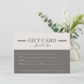 Moderne Minimalistische Berufliche Geschenkgutsche (Stehend Vorderseite)