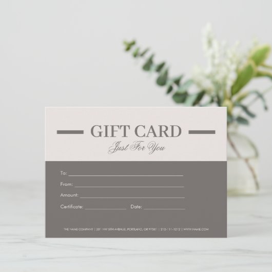 Moderne Minimalistische Berufliche Geschenkgutsche (Stehend Vorderseite)