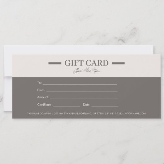 Moderne Minimalistische Berufliche Geschenkgutsche (Vorderseite)