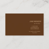 Moderne Minimalistische Berufliche Sattelbraun Visitenkarte (Rückseite)