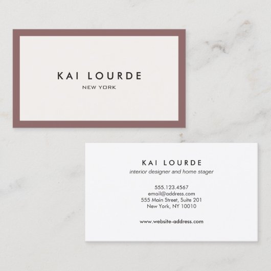 Moderne Minimalistische Berufliche Taupürre Visitenkarte (Vorne/Hinten)