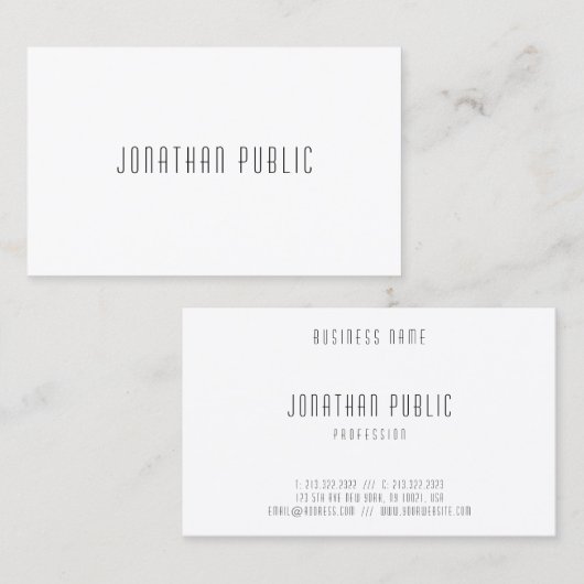 Moderne minimalistische Berufliche Vorlage Visitenkarte (Vorne/Hinten)