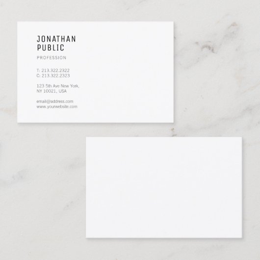 Moderne minimalistische Berufliche Vorlage Visitenkarte (Vorne/Hinten)
