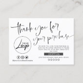 Moderne Minimalistische Bestellung Danke Business Visitenkarte (Vorderseite)