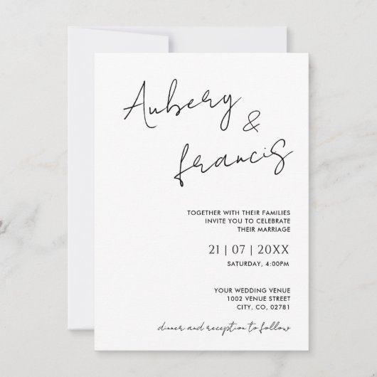 Moderne Minimalistische Bezeichnung Script Calligr Einladung (Vorderseite)