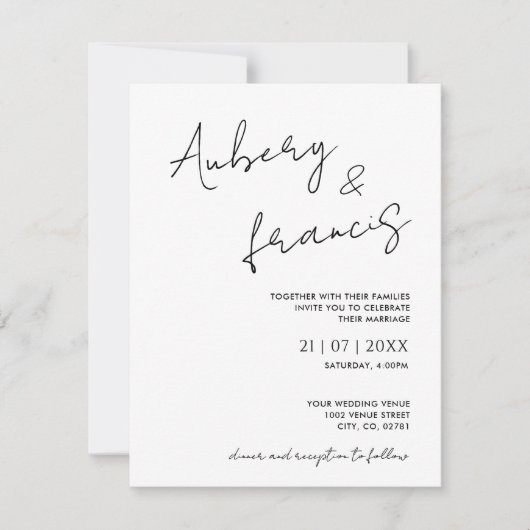 Moderne Minimalistische Bezeichnung Script Calligr Einladung (Vorderseite)