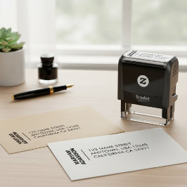 Moderne Minimalistische Bezeichnung und Rücksendea Permastempel