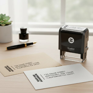 Moderne Minimalistische Bezeichnung und Rücksendea Permastempel