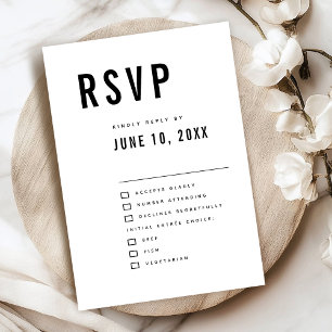 Moderne Minimalistische Big Bold Monogram Chic Wed RSVP Karte