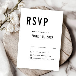 Moderne Minimalistische Big Bold Monogram Chic Wed RSVP Karte