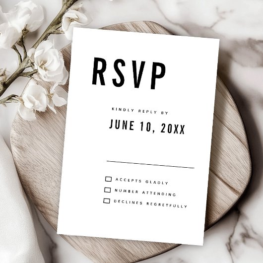 Moderne Minimalistische Big Bold Monogram Chic Wed RSVP Karte