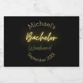Moderne Minimalistische Black and Gold Bachelor Pa Alkoholflaschenetikett (Einzelnes Label)