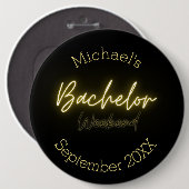 Moderne Minimalistische Black and Gold Bachelor Pa Button (Vorne & Hinten)
