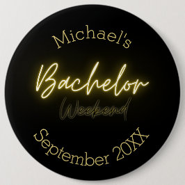 Moderne Minimalistische Black and Gold Bachelor Pa Button