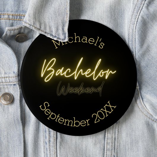 Moderne Minimalistische Black and Gold Bachelor Pa Button (Beispiel)