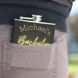 Moderne Minimalistische Black and Gold Bachelor Pa Flachmann