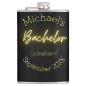 Moderne Minimalistische Black and Gold Bachelor Pa Flachmann (Vorderseite)