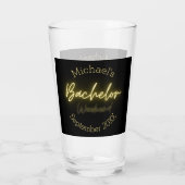 Moderne Minimalistische Black and Gold Bachelor Pa Glas (Rückseite)