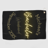 Moderne Minimalistische Black and Gold Bachelor Pa Golfhandtuch (Horizontal)