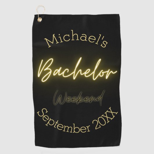 Moderne Minimalistische Black and Gold Bachelor Pa Golfhandtuch (Vorderseite)