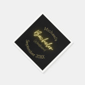 Moderne Minimalistische Black and Gold Bachelor Pa Serviette (Ecke)