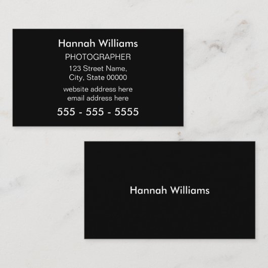 Moderne Minimalistische Black Business Card Visitenkarte (Vorne/Hinten)