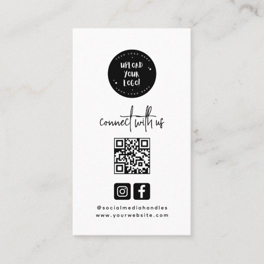Moderne Minimalistische Black Connect mit QR Code Visitenkarte (Vorderseite)