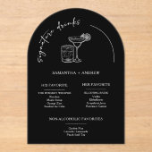 Moderne Minimalistische Black Drink-Karte Acryleinladungen (Vorderseite)