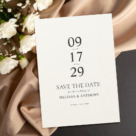 Moderne Minimalistische Black Ecru Hochzeit Save The Date