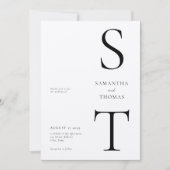 Moderne Minimalistische Black & Ecru Monogram Wedd Einladung (Vorderseite)