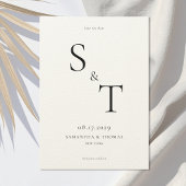 Moderne Minimalistische Black & Ecru Monogram Wedd Save The Date