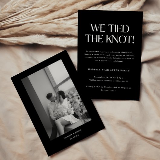 Moderne Minimalistische Black Elopement Wedding Pa Einladung