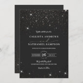 Moderne Minimalistische Black Glitzer Confetti Wed Einladung (Vorne/Hinten)