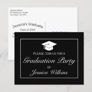Moderne Minimalistische Black Graduation Party ein Ankündigungspostkarte