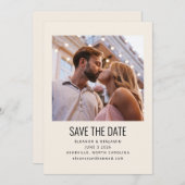 Moderne Minimalistische Black Ivory Foto Hochzeit Save The Date (Vorne/Hinten)