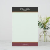 Moderne Minimalistische Black Maroon Stripes Briefpapier (Stehend Vorderseite)