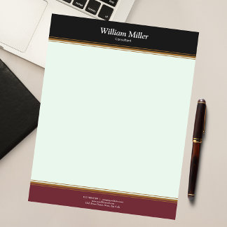 Moderne Minimalistische Black Maroon Stripes Notizblock