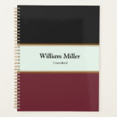 Moderne Minimalistische Black Maroon Stripes Planer (Vorderseite)