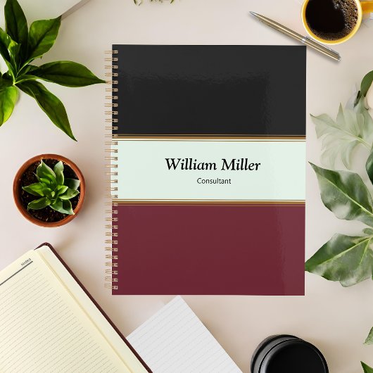 Moderne Minimalistische Black Maroon Stripes Planer