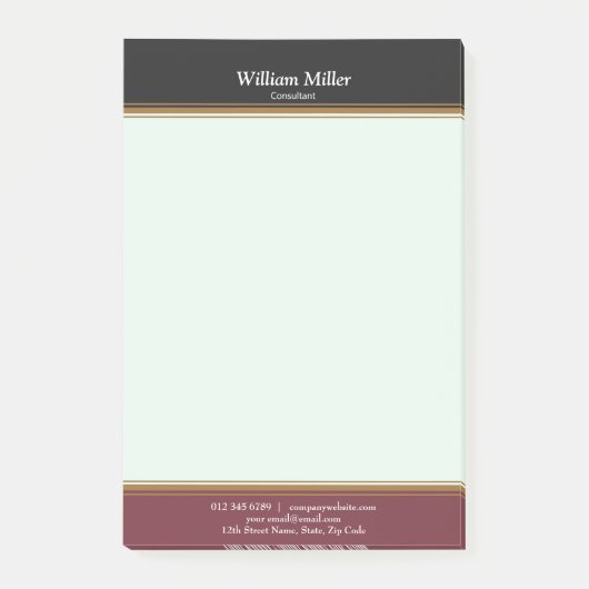 Moderne Minimalistische Black Maroon Stripes Post-it Klebezettel (Vorderseite)