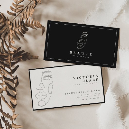Moderne Minimalistische Black Salon Business Cards Visitenkarte