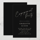 Moderne Minimalistische Black Script-Engagement Pa Einladung (Vorne/Hinten)